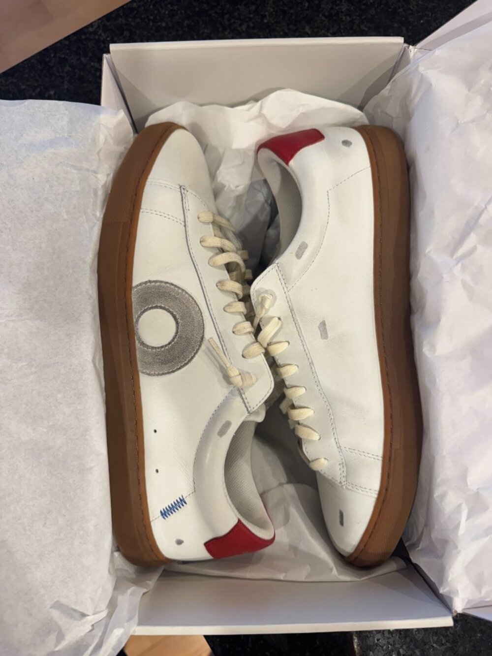Oliver Cabell Low 1 Imperial Sneakers Mens EU 44 White Red Gum Sole With Box